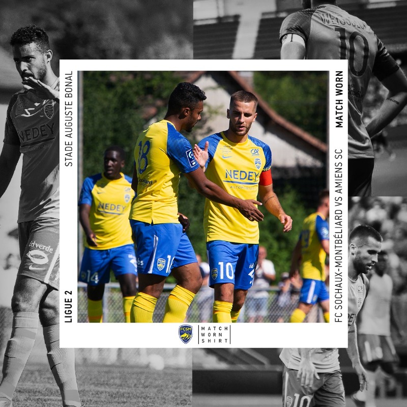 FCSM_officiel's tweet photo. 👕 Les 18 maillots dédicacés des joueurs retenus pour #FCSMASC (ainsi que trois maillots signés par toute l'équipe) sont en vente pour une semaine sur @MatchWornShirt. ⤵️