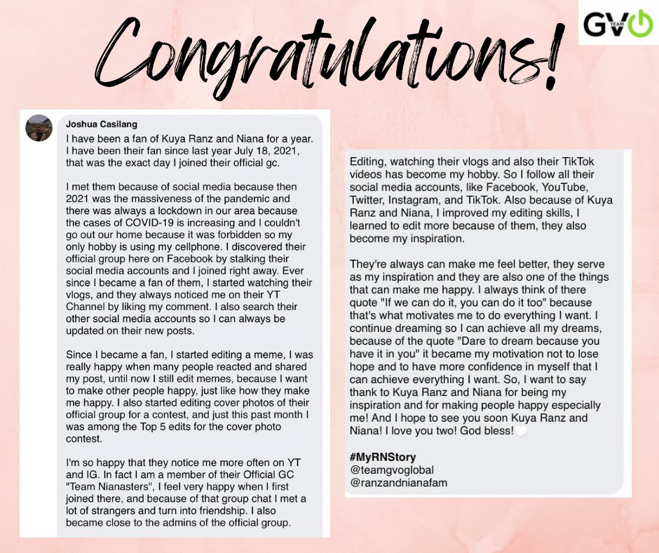 teamgvoph's tweet photo. Congratulations Joshua Casilang for winning our #MyRNStory. 💚 

Dm us to claim your prize. https://t.co/16kO4fzPN6