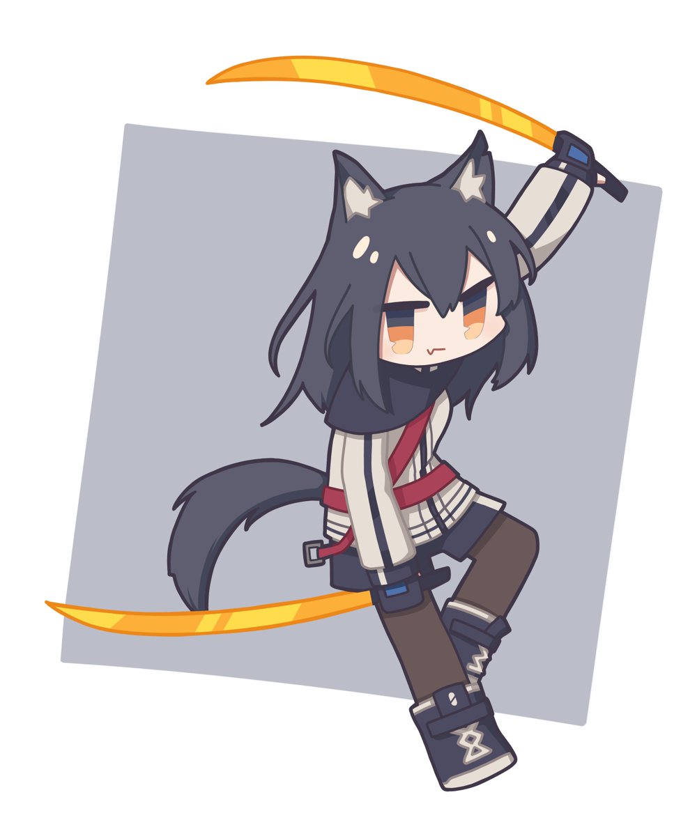 texas (arknights) 1girl animal ears holding tail weapon solo holding weapon  illustration images