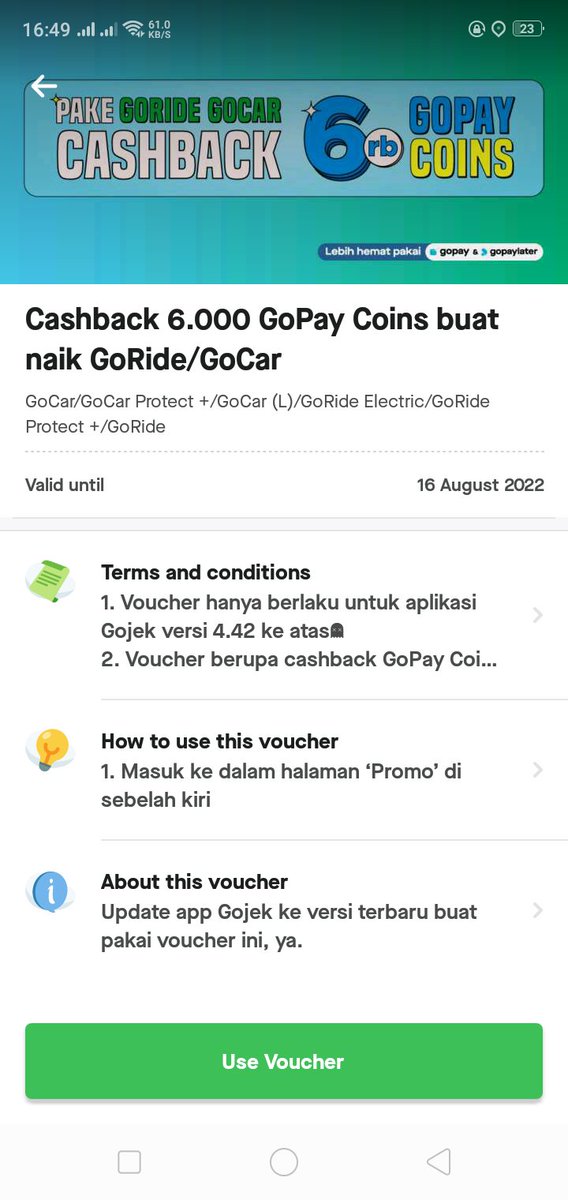 bbangyoungmiin's tweet photo. wts voucher gocar gojek goride

✓snk di gambar
✓cek harga
   -> ada saldo 180k
✓cek harga max. 2x 
   -> lebih dari 2x tambah 500/sekali cek
✓fee 2k https://t.co/7KipCv5V9P