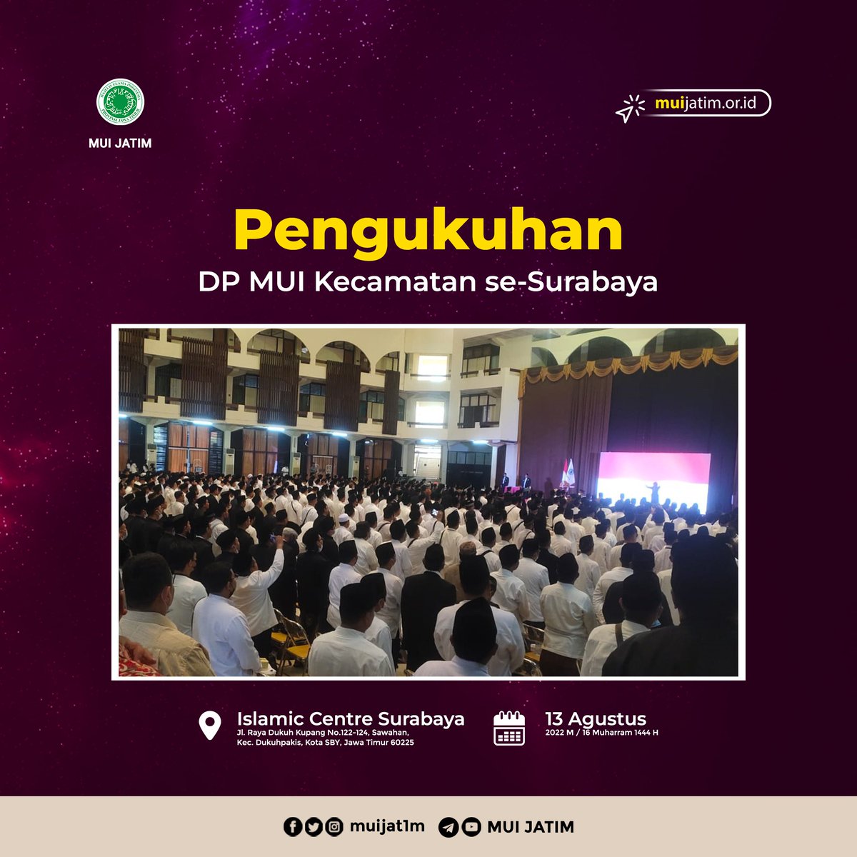muijat1m's tweet photo. Dokumentasi Pengukuhan DP MUI se-Surabaya

---=====---
Follow us :
Instagram, Twitter dan Fanspage :
@muijat1m

#muijatim #majelisulamaindonesia #mui #ulama #ulamaindonesia #ulamanusantara #kontendakwah #pecintaulama #manutulamaindonesia https://t.co/5z3ArqIvGx