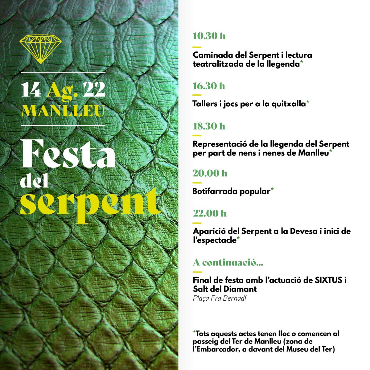 🐍💎 Si no ho creieu, diu que ho aneu a veure i ho trobareu... Bona #FestaSerpent22, manlleuencs i manlleuenques! Llarga vida a les festes populars i participatives! #Manlleu #FesteJove22