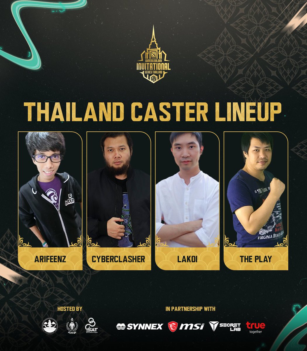 Please welcome your wonderful #GAMERSGALAXY: Dota 2 Invitational Series HatYai Thailand 2022 caster lineup for Thai and English! 👋👋

We can't wait to watch all the games you'll cast! 🥳🥳