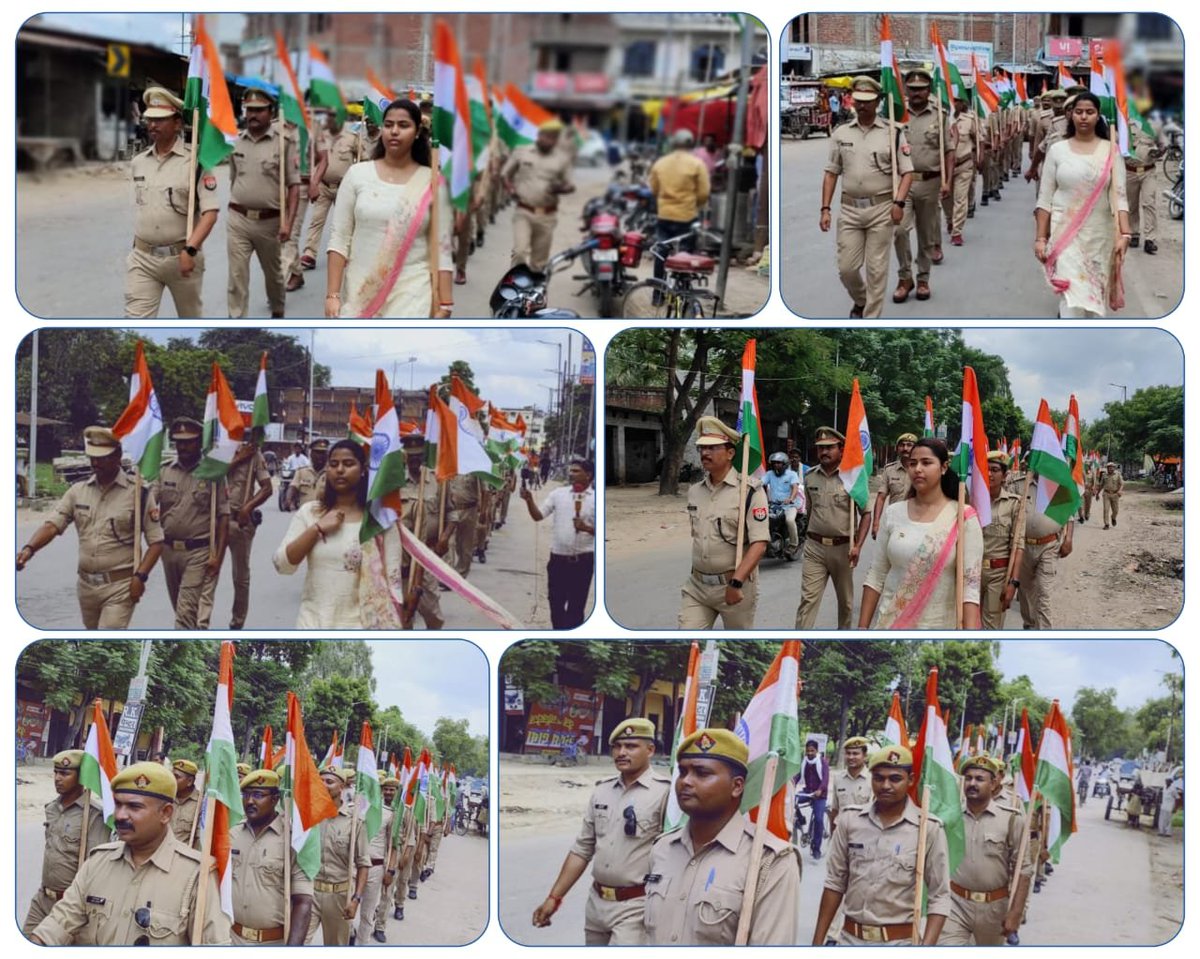 amethipolice's tweet photo. SDM_तिलोई व CO_तिलोई द्वारा आजादी का अमृत महोत्सव के अन्तर्गत थाना जायस पुलिस के साथ कस्बाक्षेत्र जायस में तिरंगा यात्रा निकाली गयी तथा आमजनमानस को अपने-अपने घरों पर तिरंगा झण्डा लगाने हेतु प्रेरित किया गया #UPPolice4Tiranga https://t.co/wYNGaop8L2