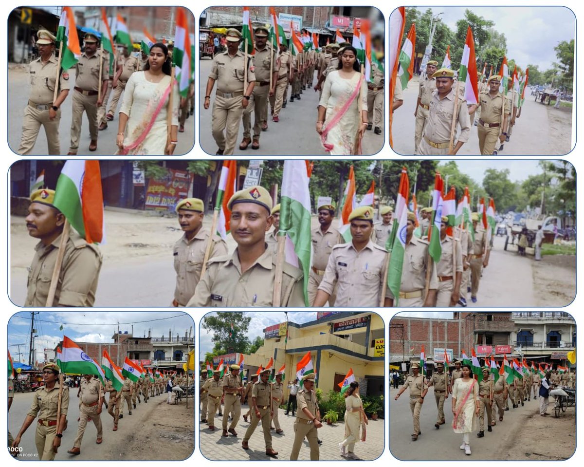 amethipolice's tweet photo. आजादी का अमृत महोत्सव के तहत थाना जायस पुलिस द्वारा तिरंगा झण्डा के साथ तिरंगा यात्रा निकालकर पुलिस के अनुसशासन,एकजुटता,आपसी भाईचारा,देश के प्रति प्रेम और वफादारी का संदेश दिया गया तथा आमजनमानस को अपने-अपने घरों पर तिरंगा झण्डा लगाने हेतु प्रेरित किया गया #UPPolice4Tiranga https://t.co/XKbb9G4FhP