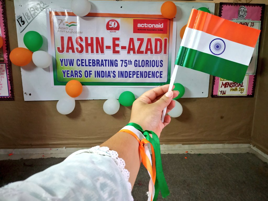 SalehaDanish's tweet photo. Celebrated independence Day  from YUW on Saturday 13 August 2022 #JashneAzadiMubarak #azadikaamritmahotsav2022 #AzadiKaAmritMahotsav #HarGharTiranga #MomentsWithTiranga @ActionAidIndia @ActionAid @raisindian @rakeshthakurd @mashkooralig @NaghmaKhaliq @sughrabano6 @RinkiRi24689675 https://t.co/VZ3oYGZNLN