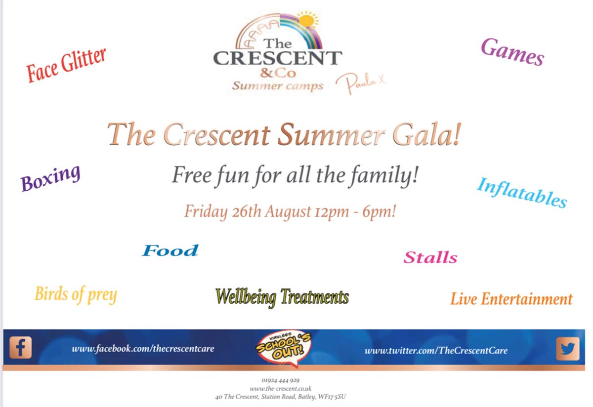 bbest_hub's tweet photo. Free end of summer community gala. Hosted by ⁦@TheCrescentCare⁩. Venue: Hanging Heaton Cricket Club. https://t.co/XqQBP1PVsU