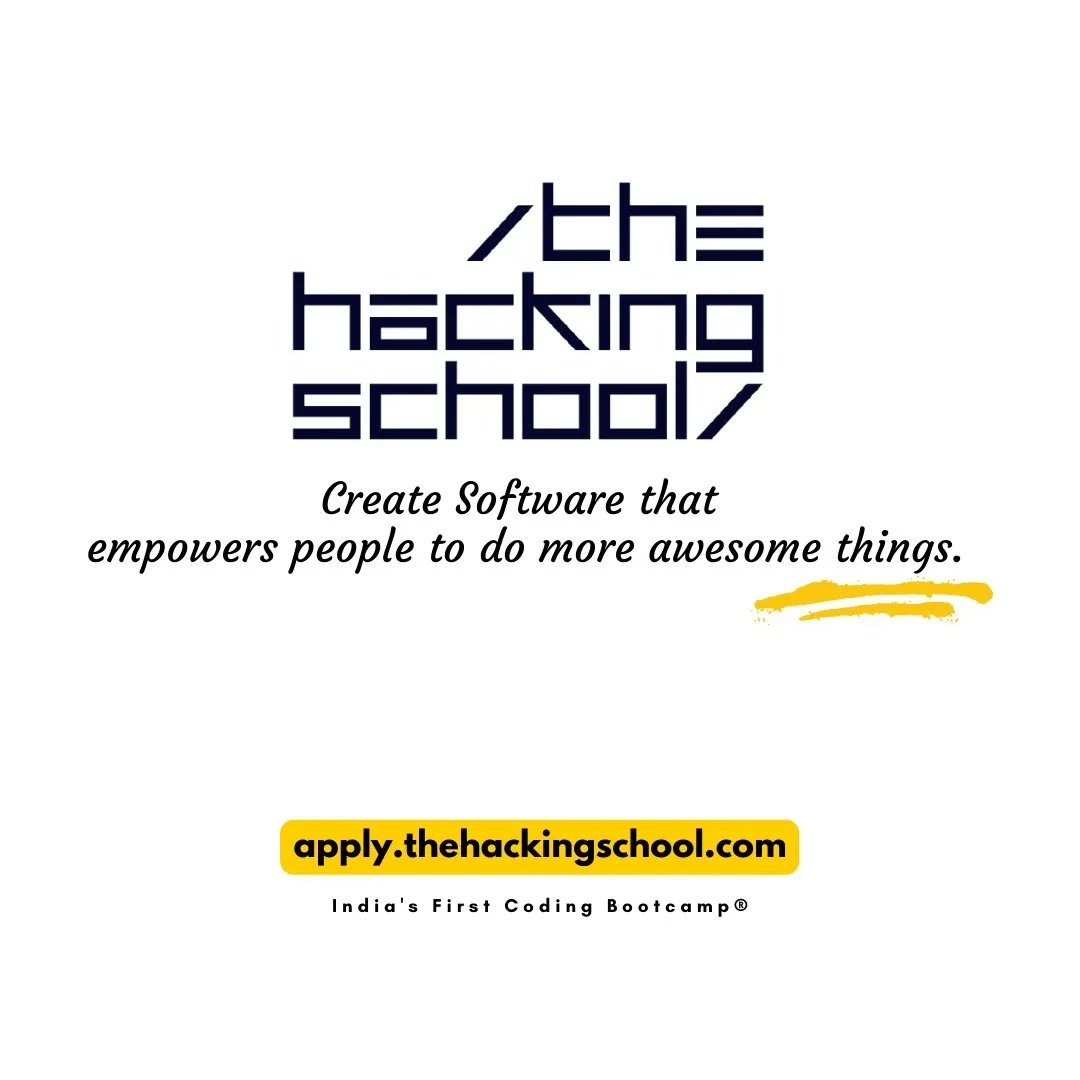 Accepting applications for the August 2022 batch. Hurry up and submit your application on apply.thehackingschool.com 🚀🚀
.
.
#code #learntocode #howtocode #2022goals #computerscience #FullStackDeveloper #codingbootcamp #MERN #github #India #future #apple #technology #Engineering