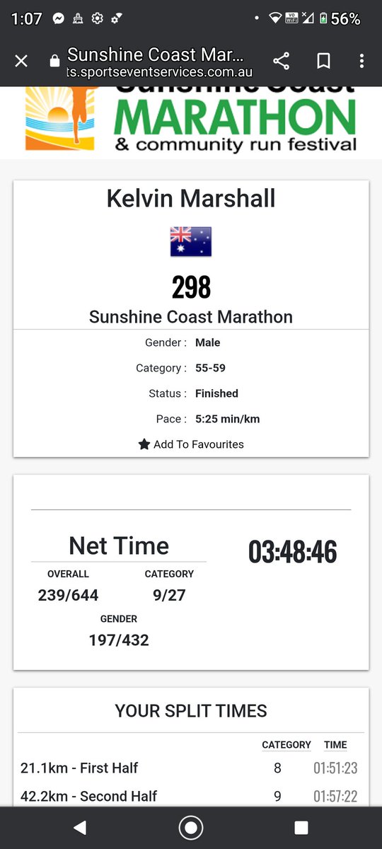 Ultra_Kelvin's tweet photo. My fastest Sunshine Coast Marathon for a few years.
Happy enough with the time but trust me it doesn't get easier.
10Th running and I've been there for 9, only missed out in 2014 when running across France
#scm22 #sunshinecoastmarathon #marathon #run #runchat #runner #aurunchat https://t.co/OYBUBhA6CO
