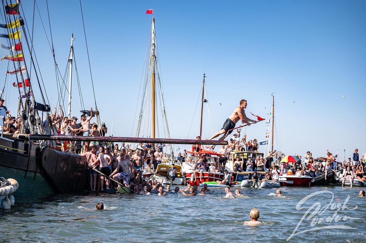 Mersea island regatta 2022 greasy pole’s first winner! Love the thrill on his face #merseaisland #regatta2022 #merseaislandregatta