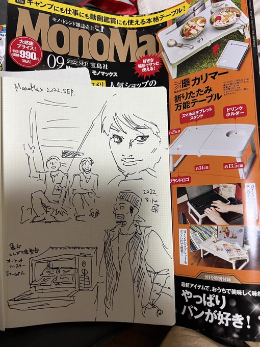 ビール飲みながら雑誌の写真見て描く 
