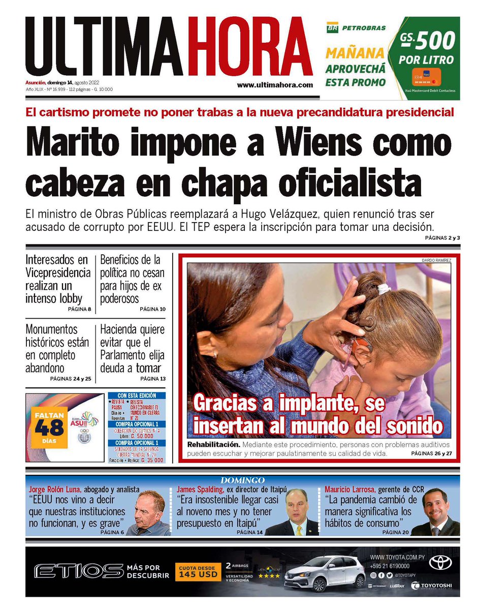 npyoficial's tweet photo. ¡Buenos días!
🗞️ Esta es la portada #UHPy de este domingo con los siguientes títulos principales:
#NPY #NosConectaSiempre https://t.co/ci1kHqjqDF