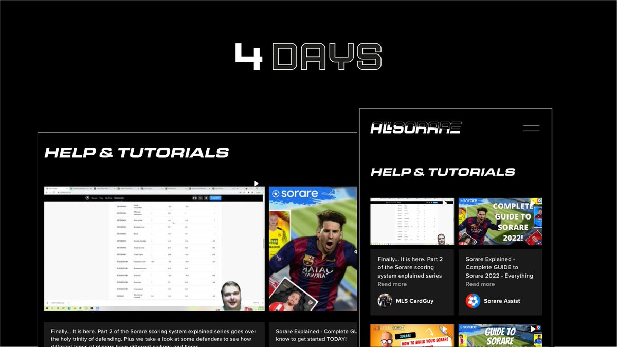 New to Sorare? Or just looking to up your game? Head over to the Help &amp; Tutorials page on AllSorare.

#sorare