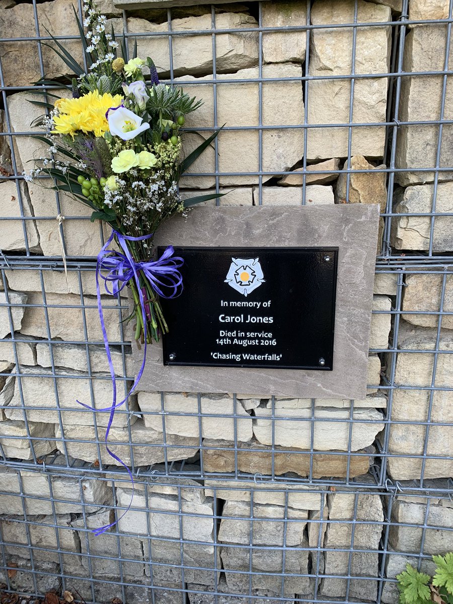 OscarRomeo1268's tweet photo. Hard to believe it’s 6 years ago since Carol was cruelly taken from us by a dangerous drunk &amp; drugged driver. Lovely to catch up with her mum &amp; sister in the memorial garden at #Harrogate Police Station this morning to remember her #ChasingWaterfalls https://t.co/SDj1DbSfOC