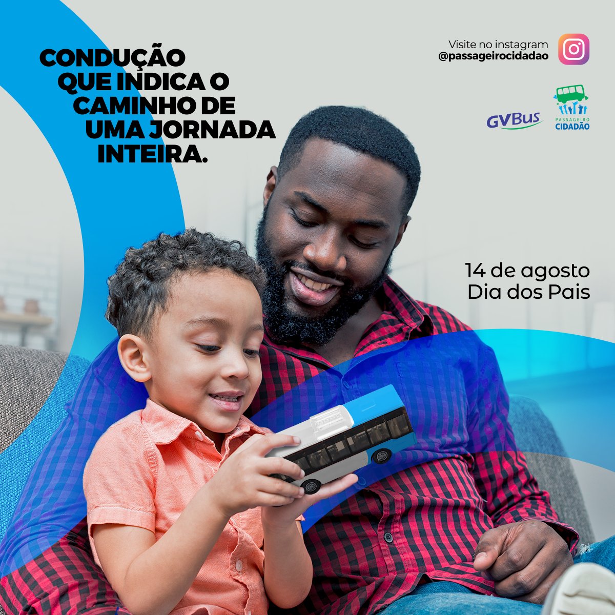 GVBus's tweet photo. Pai, aquele que nos conduz ao caminho de uma jornada inteira de gratidão e respeito... Que é sinônimo de amor e sabedoria!
A todos os papais, um dia repleto de felicidades! É o que nós, do Sistema Transcol, desejamos! 😍 #GVBus #TransporteColetivo #Onibus #PassageiroCidadao https://t.co/ppb0UtaOoO