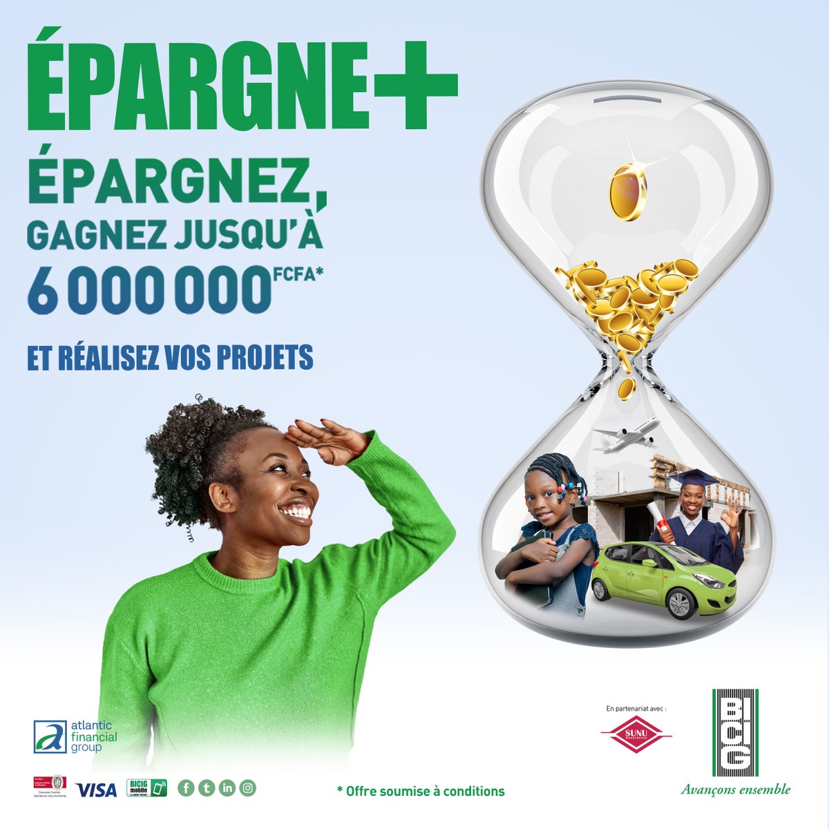 Si vous aviez l’occasion de gagner 6 000 000 FCFA aujourd’hui, quels seraient vos projets ?
C’est possible avec Épargne +.

RDV en agence.

#BicigGabon #AvanconsEnsemble