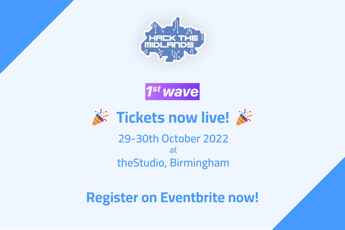 HackTheMidlands's tweet photo. ⏰ Woah, hasn't time flown by! ⏰

Tickets are now LIVE for HackTheMidlands 7.0! We can't wait for you to join us, so don't miss your chance to get tickets NOW on Eventbrite:

https://t.co/lyTavGx3Qy https://t.co/TIYvVvcLFT