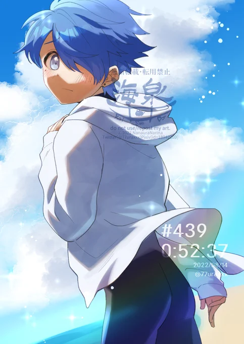 # 七浦創作版深夜の真剣お絵描き60分一本勝負ふわり/小鉄#創作 #閑神_水着シリーズ 