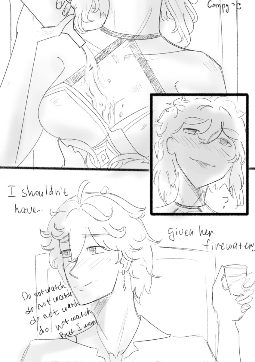 wakhalllu's tweet photo. Aaaand yay day 7's "Firewater"
Sketchy Lumine knows some special techniques of seduction
#LumichiWeek2022 https://t.co/uF2XVjEe54