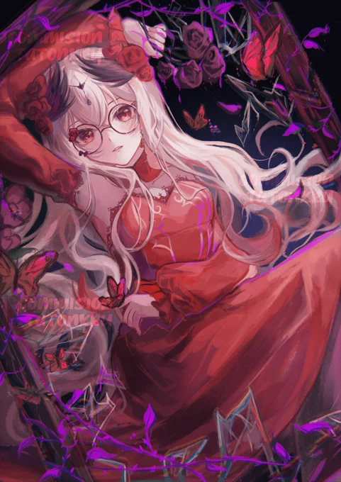 Red versions of  Thank you so much for commissioning me, I love Minrin design (∩'∀`∩)#Minervaint  #Commission #Vtuber 