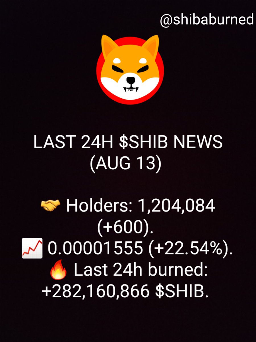 shibaburned's tweet photo. $SHIB NEWS AUGUST 13

#SHIB #shiba #shibainu #SHIBARMY https://t.co/GueMf6MkbZ