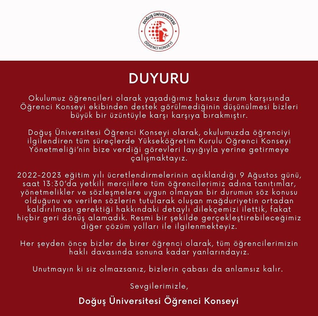 DayanismaBilgi's tweet photo. Bilgi Dayanışması olarak üniversitelerinde uğradıkları haksızlıklara sessiz kalmayan öğrenci arkadaşlarımızın ve Doğuş Üniversitesi Öğrenci Konseyi'nin yanındayız. Yaşasın öğrenci dayanışması!
#DogusUniSozunuTut https://t.co/HuMk5ELWA1