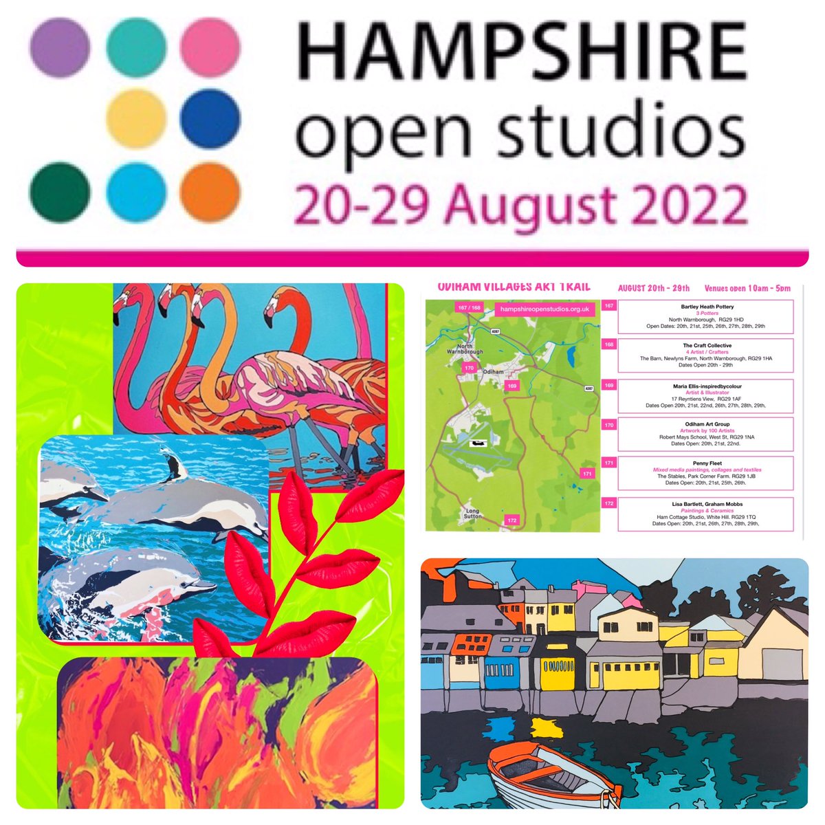 Hampshire Open Studios starts next weekend!
The Odiham Villages Art Trail, a group of artists in Odiham and the surrounding villages, including me ‘inspiredbycolour’ studio 169, will be open, and we are all so excited to meet you!