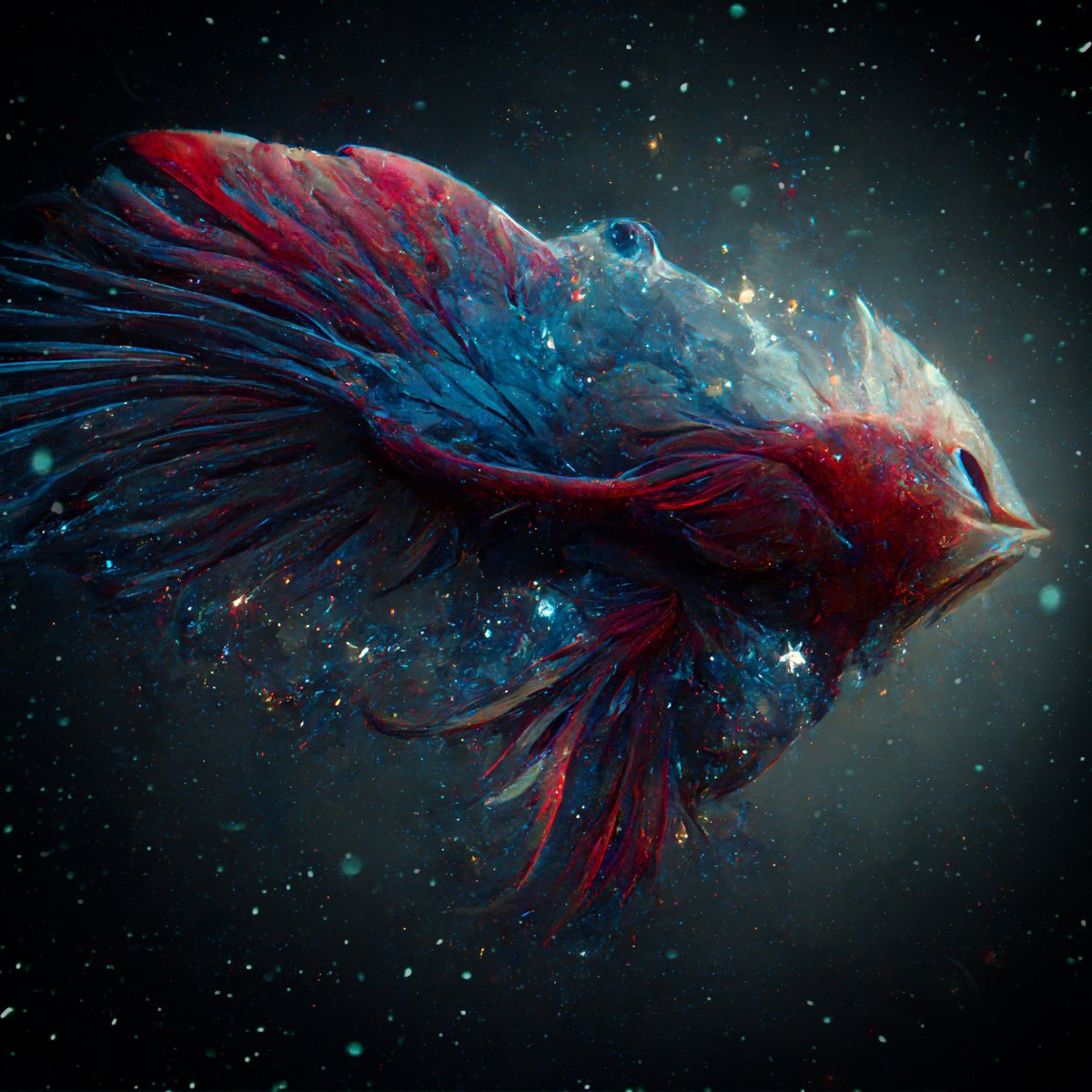 RogerAn3D's tweet photo. Day 2: AI Art

Betta Fish Swimming in the Stars

#Midjourney prompt: Betta fish swimming in the stars

Used image ref, did some light retouching, and was kinda grossed out by how the AI deformed the fish but still fascinated with how the fins flowed! https://t.co/5bnHXRfjK1