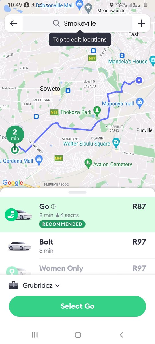 Bolt rides to &amp; from Cafe1355, Smokeville &amp; Onions &amp; All, select "grubridez" to pay. Buy a ticket for R275.00 experience 3 restaurants, 3 Dishes, 3 Cocktails and Bolt rides.