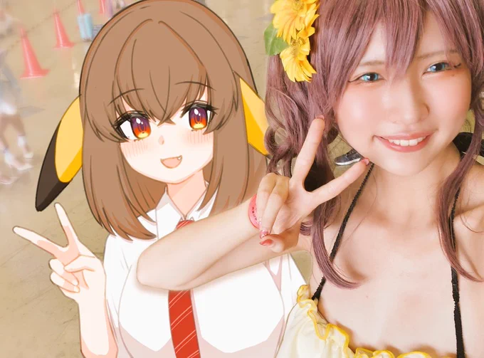 コミケ会場で水着のまつりちゃんとツーショットしてもらった#C100 #C100コスプレ 