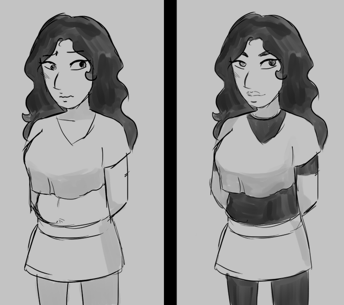 A quick doodle. I was thinking about the whole "adapt, overcome" thing but with clothing. 

I'm personally not comfortable wearing crops and skirts without something longer under them but some crops are so cute... 