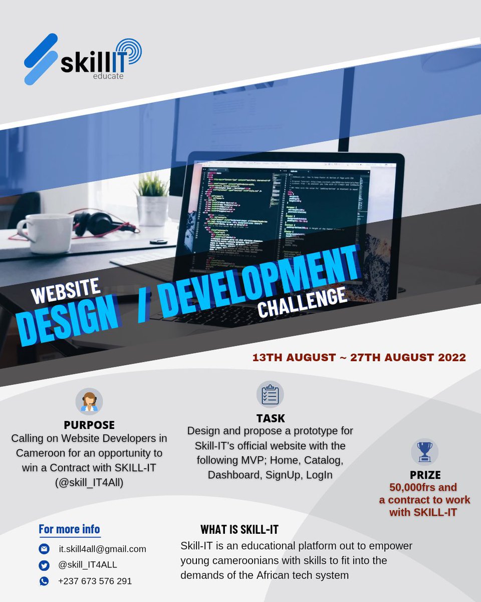 tedbradon's tweet photo. Sourcing web developers for @Skill_IT4All participate and stand the chance to win a price of 50k cash and a contract to work with @Skill_IT4All
More details on the Flyer 👇🏾👇🏾
#Skill_IT #IT4All #237TTCommunity https://t.co/IzKfVGxufE
