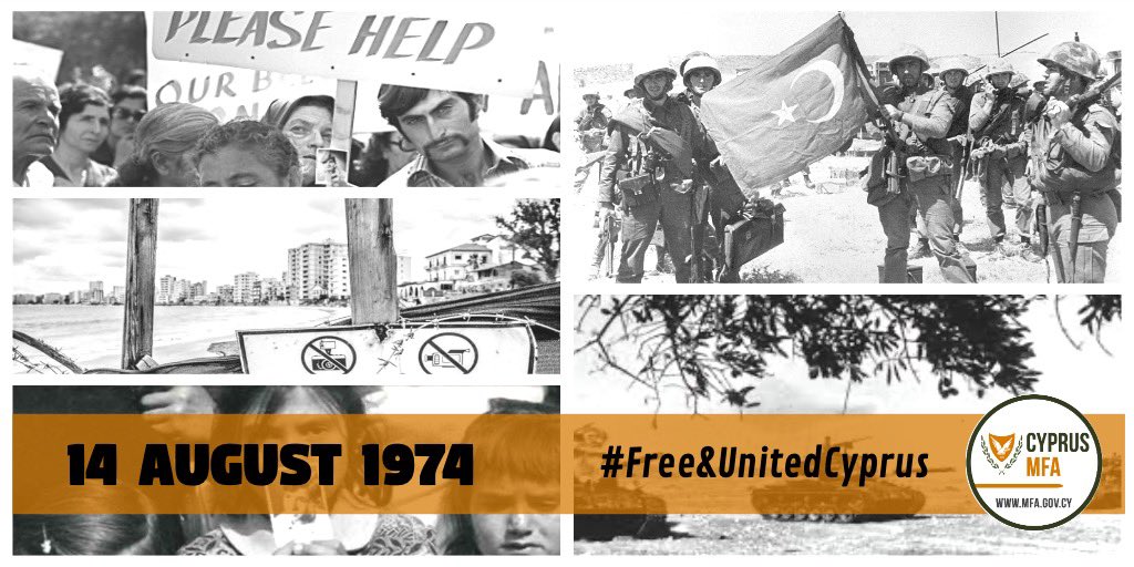 CyprusMFA's tweet photo. 1️⃣4️⃣ August 1️⃣9️⃣7️⃣4️⃣ | #OTD #Turkey launched the 2nd wave of its Invasion against #Cyprus 🇨🇾 &amp; its people | By 16 August, the Turkish occupation had been extended to 36% of the island | #Sovereignty, #Independence &amp; Territorial Integrity are still violated in Cyprus for 48 Years https://t.co/mwsZodFfrZ