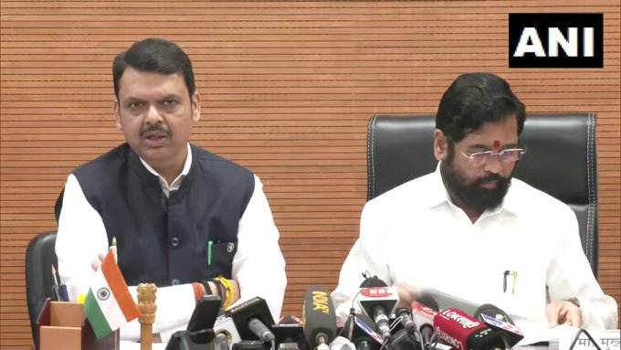 ANI's tweet photo. Portfolios allocated to Maharashtra ministers - CM Eknath Shinde to handle Urban Development, Environment, Minority, Transport, Disaster Mgmt; Deputy Chief Minister Devendra Fadnavis gets Home and Finance

(File photo) https://t.co/89AXruI7rF