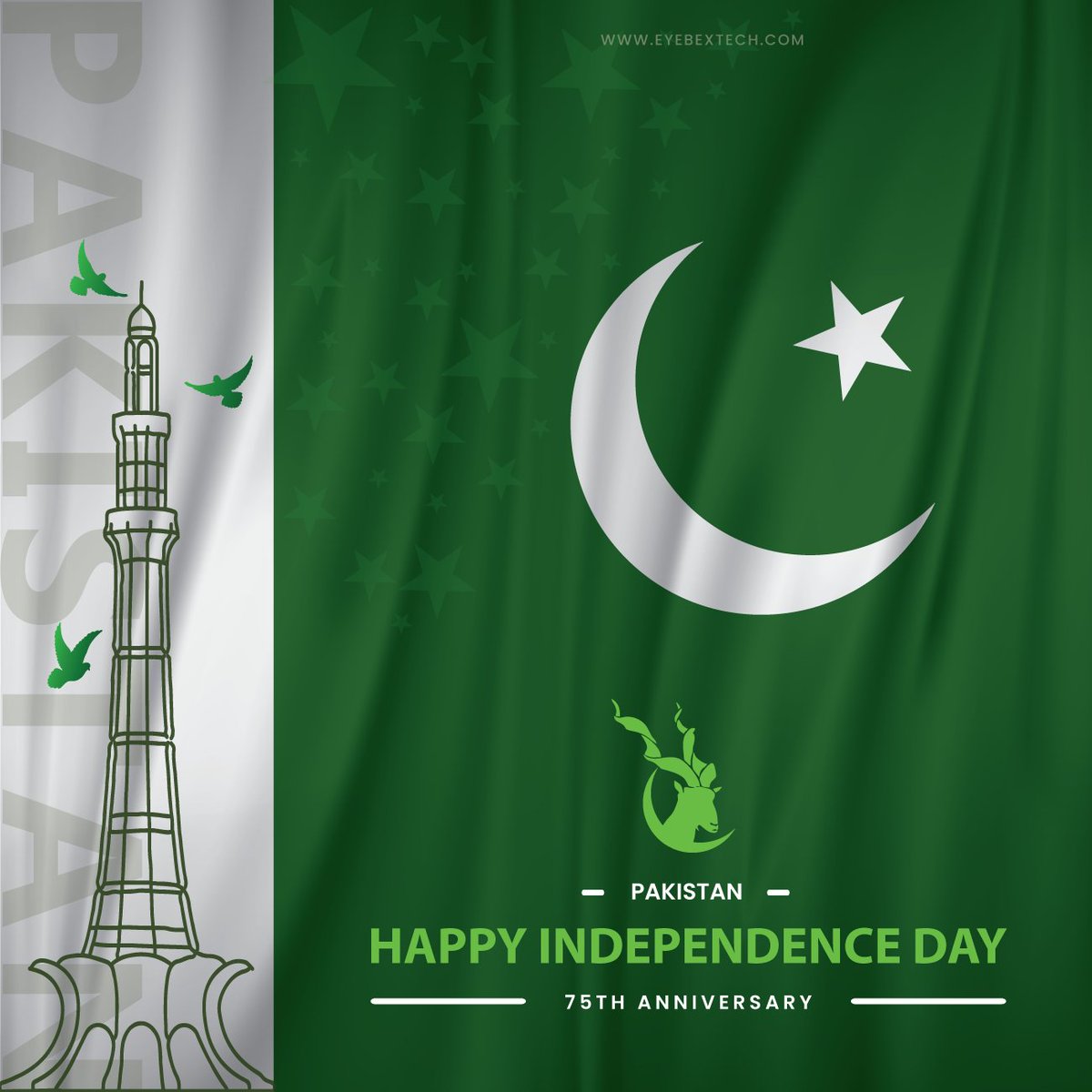 EyebexTech's tweet photo. Happy 75th Independence Anniversary

Pakistan celebrates its 75th independence anniversary from British rule in 1947, on 14 August 2022.

نظر بٌری ڈالی اگر تٌم نے میری ارضِ پاک پر
میرا وعدہ ہے اے دٌشمن، تیری ہستی مِٹا دیں گے

 #14august #75thindependenceday #14august2022 https://t.co/WUvHsZSmja
