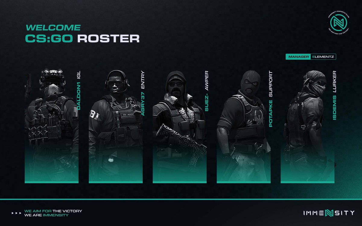 #CSGO | ROSTER🚨

Please join us in welcoming our brand new CSGO roster, stay tuned for match-day updates‼️

<a href="/daldon111/">Даниил</a> 🇺🇦
<a href="/AGRY37/">Artem</a> 🇺🇦
<a href="/suezakixd/">suez</a> 🇺🇦
<a href="/potapke/">Артём Потапов</a> 🇲🇩
<a href="/ISDEMIS1/">ISDEMIS</a> 🇺🇦

#WeAreImmensity
