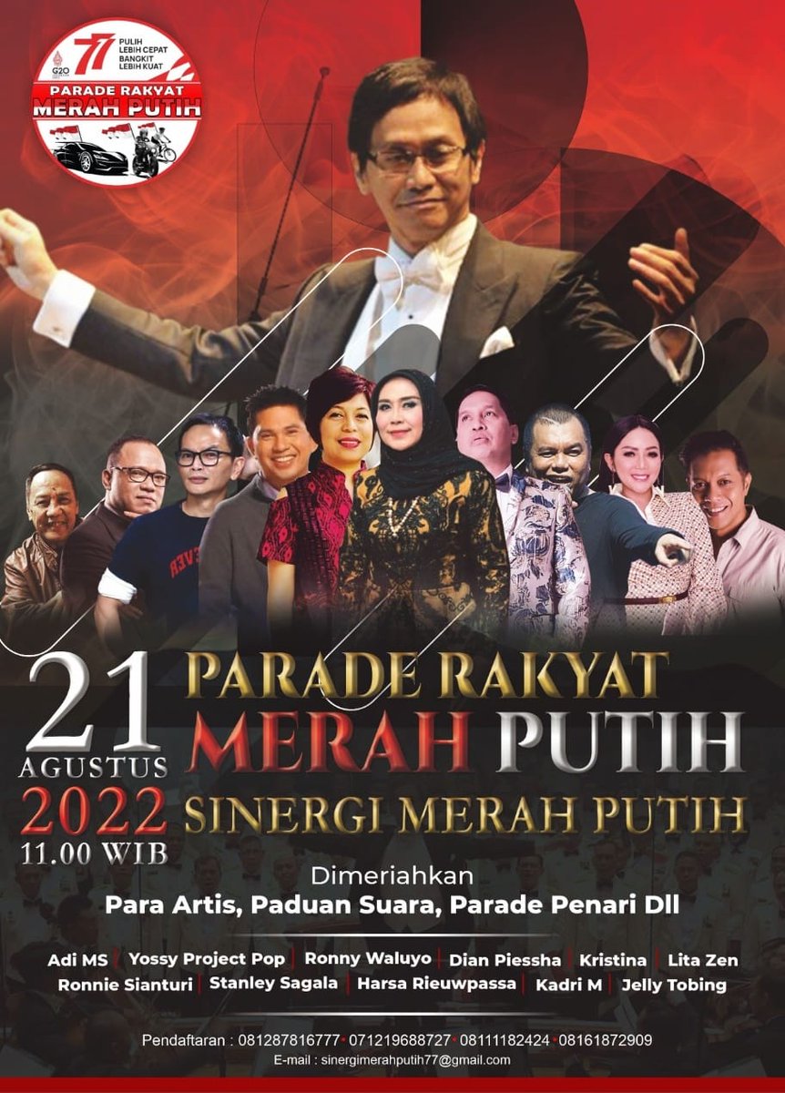 Selamat hamalem/malam
Mas <a href="/addiems/">ADDIE MS</a> 
Ini keren looh,,mas..
Sukses selalu untuk mas serta diberikan berkah kesehatan.
🙏🇮🇩❤️🇮🇩
Aamiin..🤲
Hadirlah PARADE RAKYAT MERAH PUTIH tanggal 21 Agustus di FX
Source : <a href="/MuhantoHatta/">ANCHO HATTA</a> 
🙏🇮🇩❤️🇮🇩
