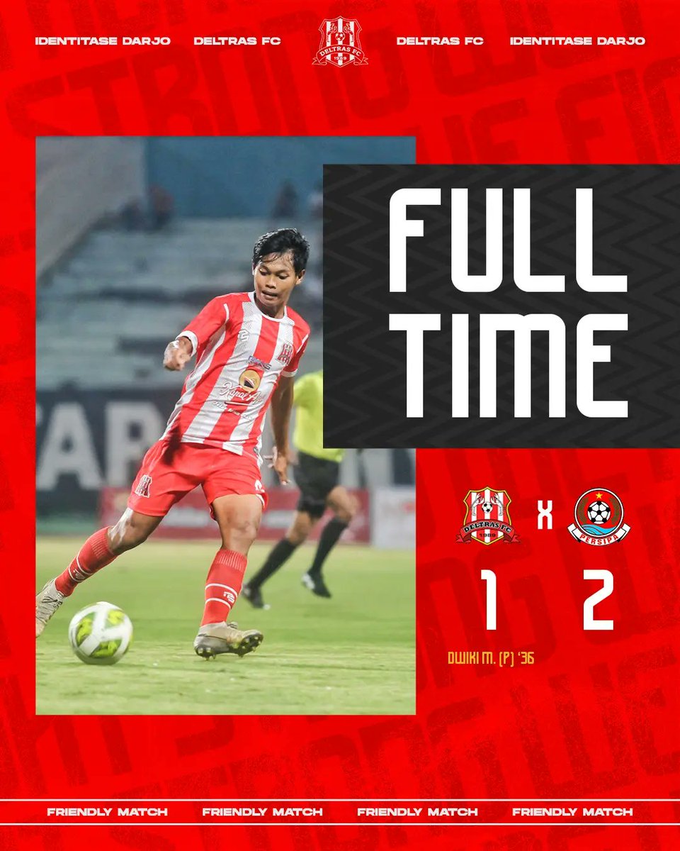 Deltras_FC's tweet photo. Full Time ⌛️
Deltras FC (1) - (2) Persipa Pati
#Deltras #WeFightStrong #IdentitaseDarjo #Deltamania #TheLobster #TeamLaunching #DinoeDeltras #UjiCoba #LagaUjiCoba #Sidoarjo #SidoarjoKota https://t.co/3sTQqaOJm3
