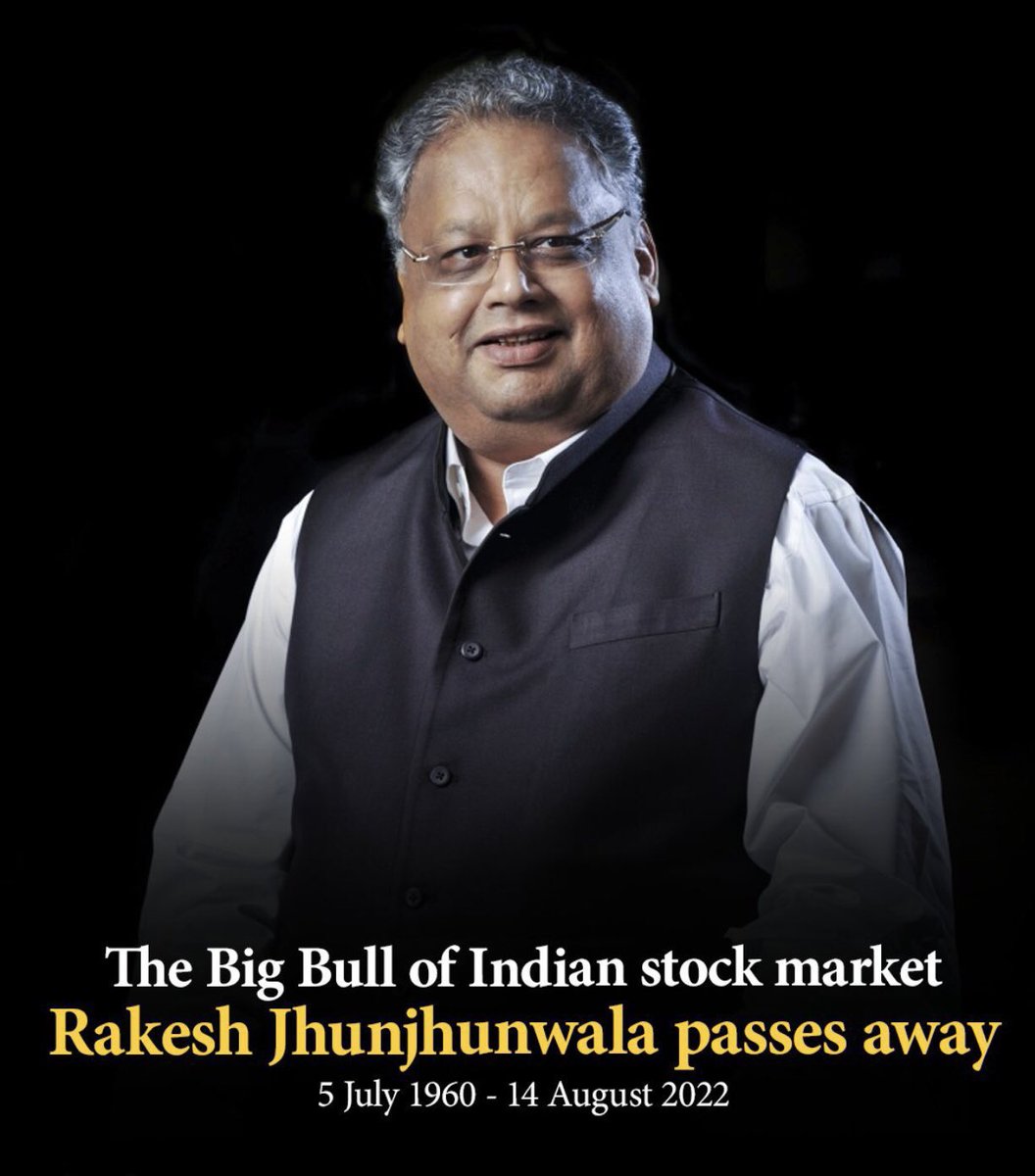Siddharth_9099's tweet photo. Big bull is no more RIP Legend 💐💐💐
#Rakeshjhunjhunwala #RIPRakeshJhunjhunwala #RIP #bigbull #Legend https://t.co/16FwIFcI1J