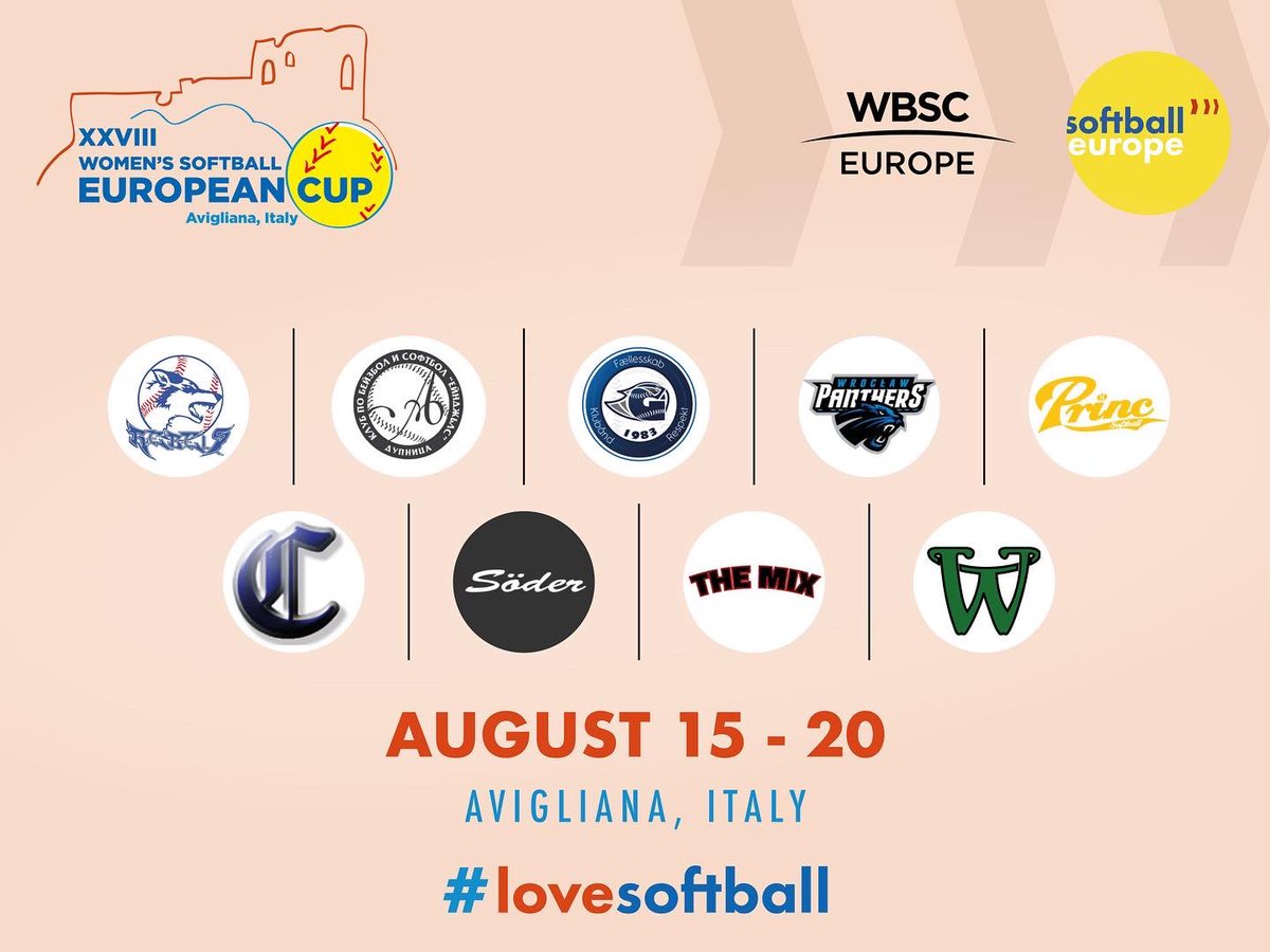 softball_europe's tweet photo. The Women’s Softball European Cups are starting tomorrow 🏆🥎
Are you ready!? 💥
#lovesoftball https://t.co/5ipciSh2Rg