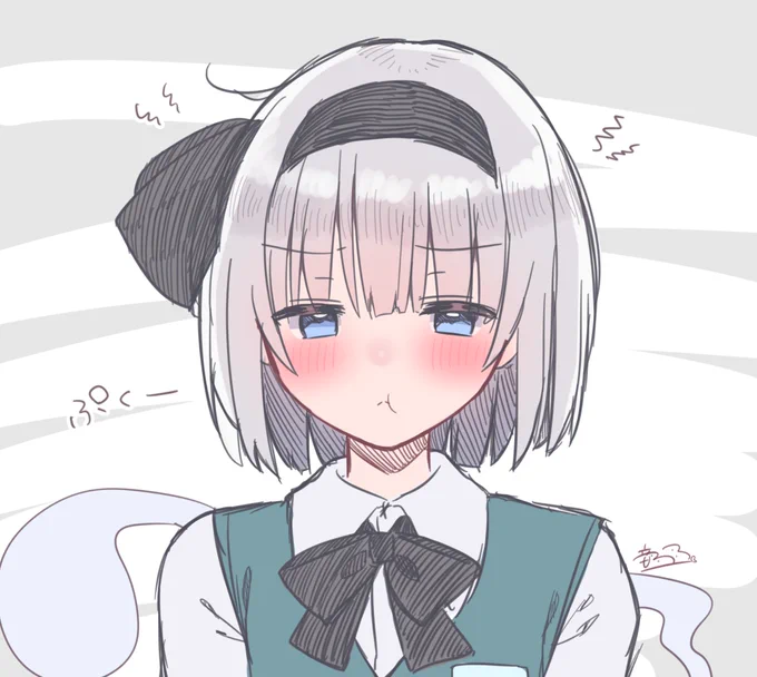 最近私描く頻度低くないですか?早く新しい絵描いてくださいって感じの妖夢ちゃん・・・もうちょっと待ってね。。。 