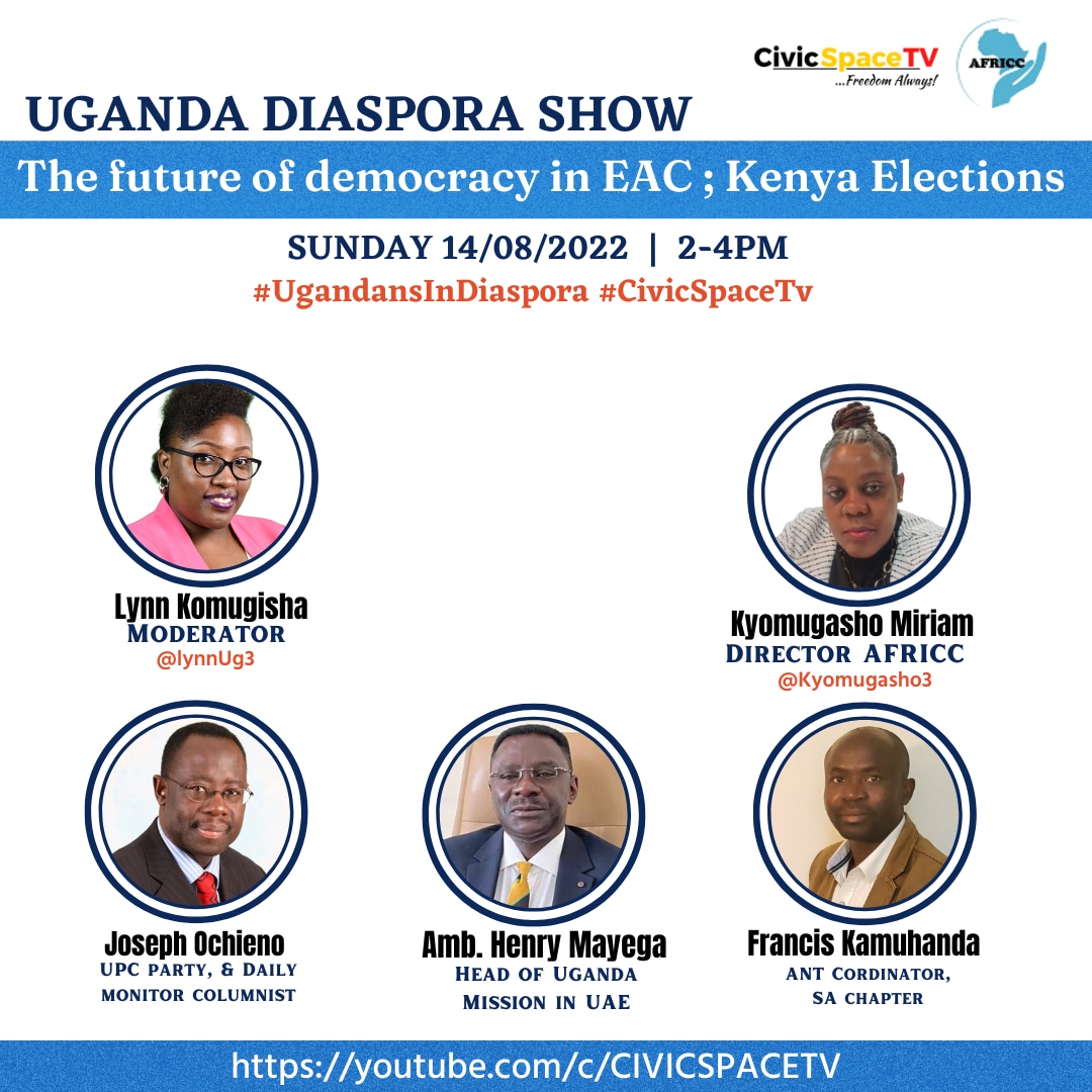 "Iam very surprised &amp; also very embarassed with myself for being surprised about the process of the #kenyaelections2022."- <a href="/kyomugasho3/">Miriam Kyomugasho</a> , Director <a href="/AFRICC2/">AFRICC</a> On #UgandansInDiaspora #CivicSpaceTV 

Watch the show via youtu.be/nWimRMEs-hk