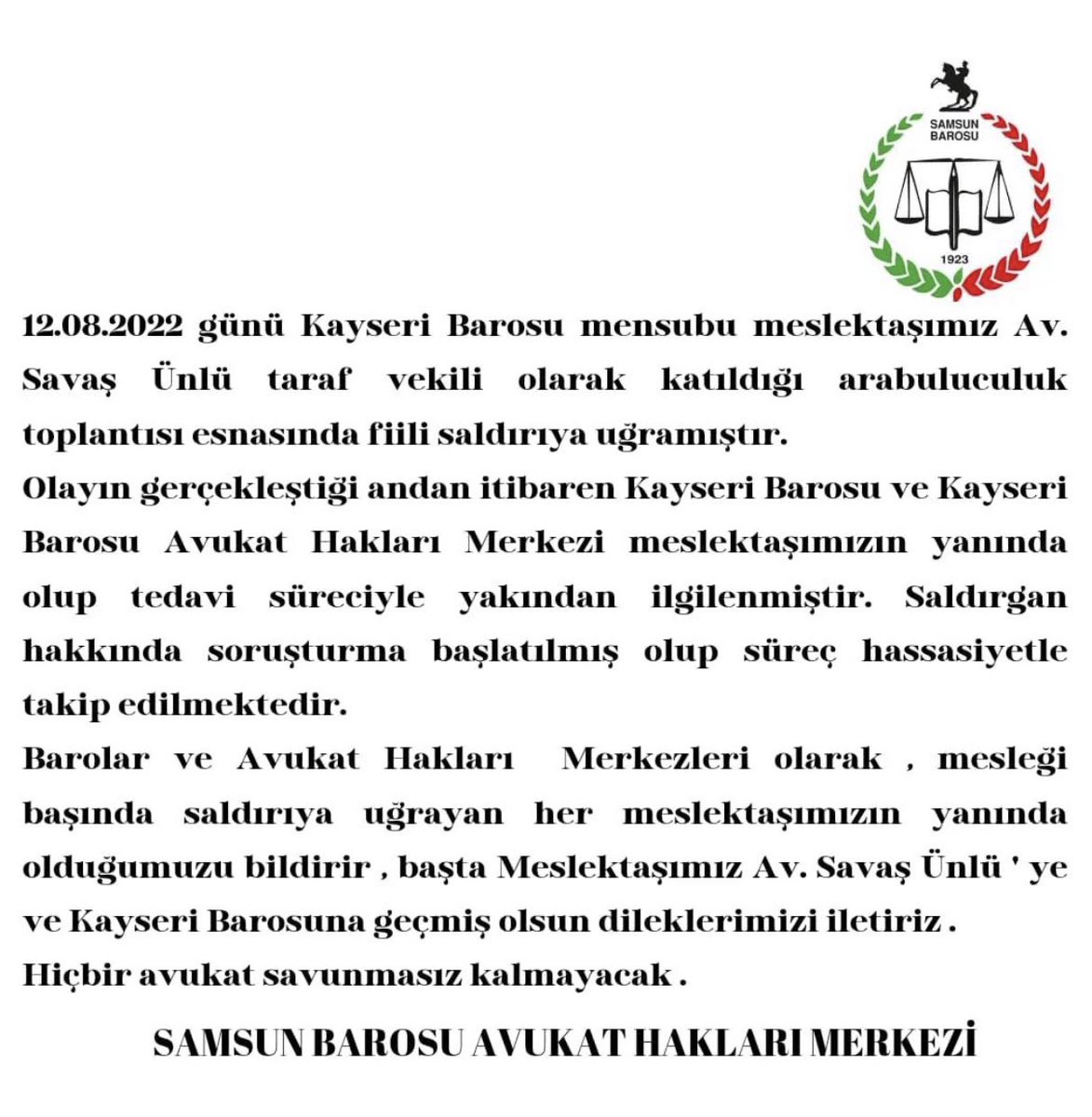 Samsun Barosu Avukat Hakları Merkezi (@samsunbarosuahm) on Twitter photo 