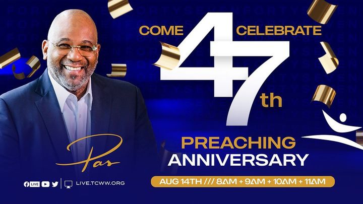 TCWWHouston's tweet photo. It’s a #CELEBRATION 🎉 Come celebrate Pas’ 47th Preaching Anniversary with us on one of our 3 campuses!
Let’s send some encouraging words to Pas in the comments 🙏🏽
#PreachPas #IAMTCWW #TCWW https://t.co/mhDywRmghi