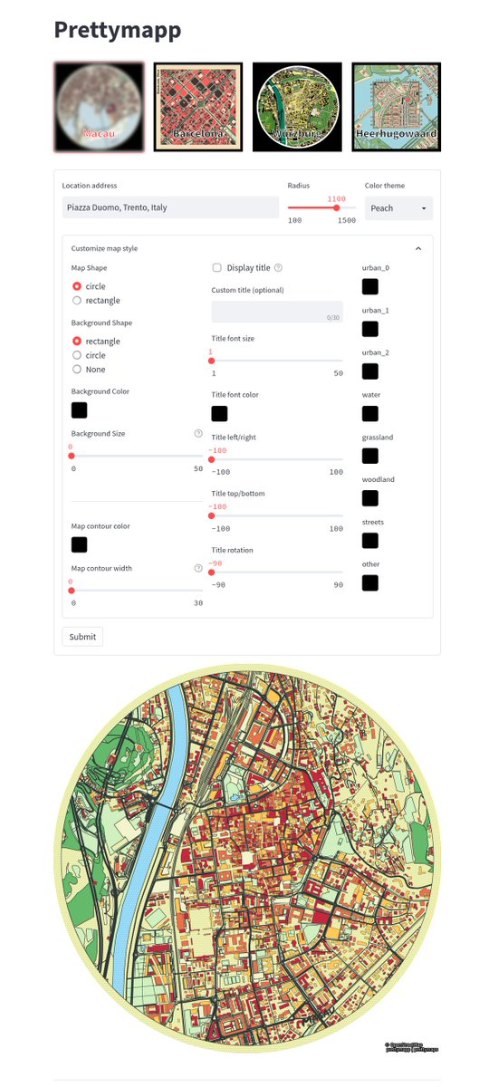 napo's tweet photo. Fantstico! Ora #prettymaps ha anche una interfaccia web
https://t.co/L3cQ6RZ1NQ
prettymaps è una libreria #python #opensource per creare bellissime #mappe utilizzando i dati di #openstreetmap 
https://t.co/QOocViixyk https://t.co/AAxAwyTvwF