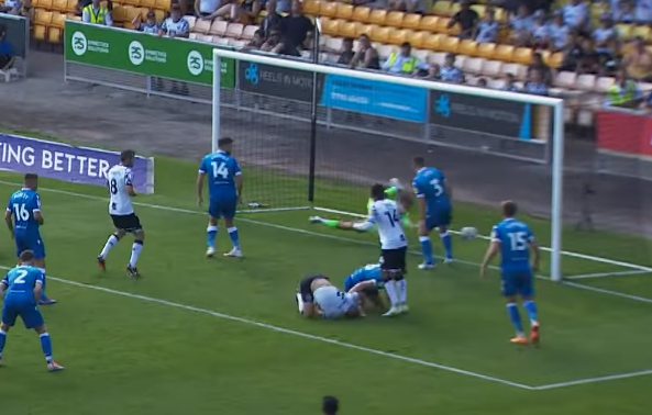tom_kenny84's tweet photo. Using the logic of Bolton fans. This was over the line too for us. The ball is 'clearly' in the back of the net and wasn't given 😭😭😭 https://t.co/JBxd93WH3a