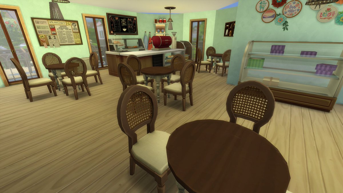 Al3ria's tweet photo. I made this little cafe almost two weeks ago for the challenge #emiileafaugustshell2022 hosted by @emiileaf 

Name/nombre: Cafeteria Emiileafs
Type/tipo: Cafeteria
Size/tamaño: 30x20
ID: AlleriaSimmer

#NoCC #MoveObjectsOn #ShowUsYourBuilds #TheSims4 #LosSims4 https://t.co/CmwUUkPz7p
