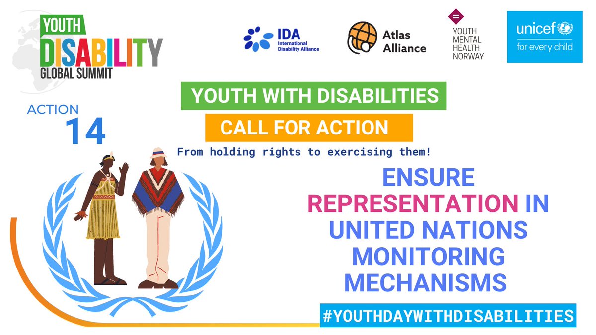 Action 1️⃣4️⃣of the #YouthCallForAction aims to ensure the representation of youth with disabilities in <a href="/UN/">United Nations</a> monitoring mechanisms.

We commit to advocate for their representation on the #CRPD Committee and other treaty 
bodies. 
#YouthDayWithDisabilities
#InternationalYouthDay