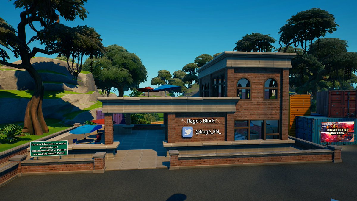 TeamGenesisFNC's tweet photo. The first Block to be featured inside of Modern Crates Gun Game will be arriving later today!

Starting later today you will be able to battle it out inside of @Rage_FN_'s restaurant! https://t.co/b8LTWEF2Pa