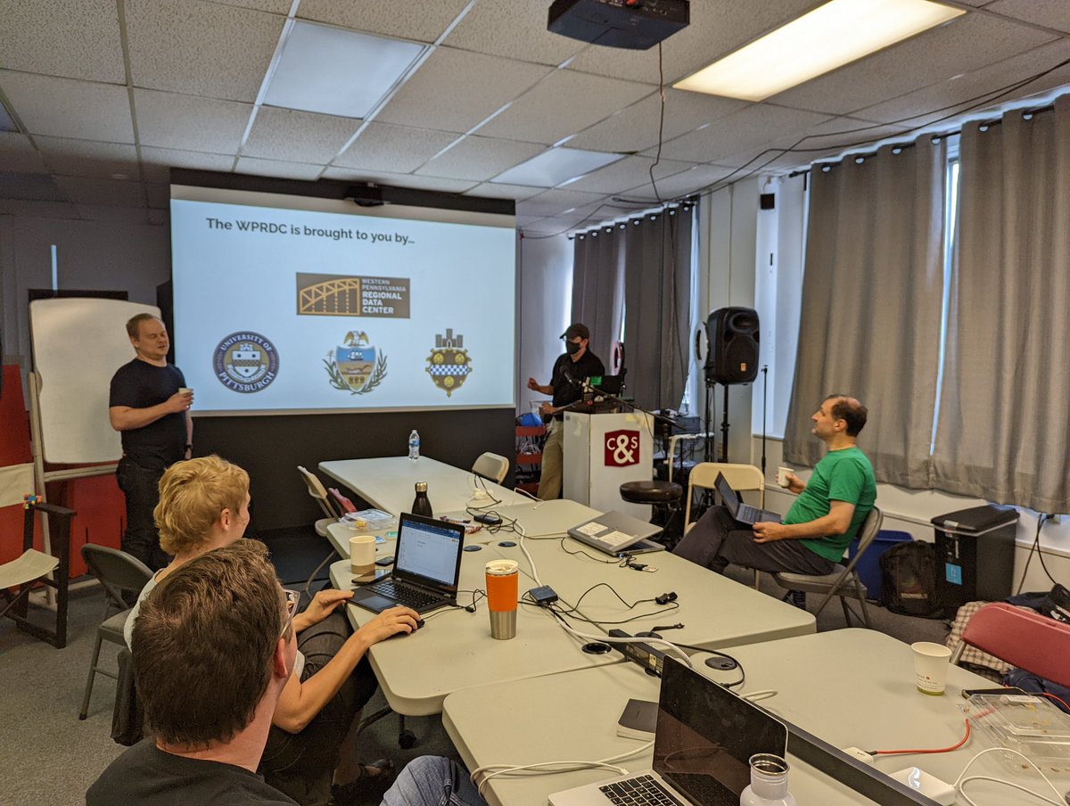 OhioWikimedians's tweet photo. Learning about the Western Pennsylvania Regional Data Center and their projects at the #Wikimania2022 Pittsburgh meet-up! https://t.co/iwtCnYjAts https://t.co/pLY3rqPoHw